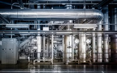 Architecture of powerhouse pipe system for industrial background